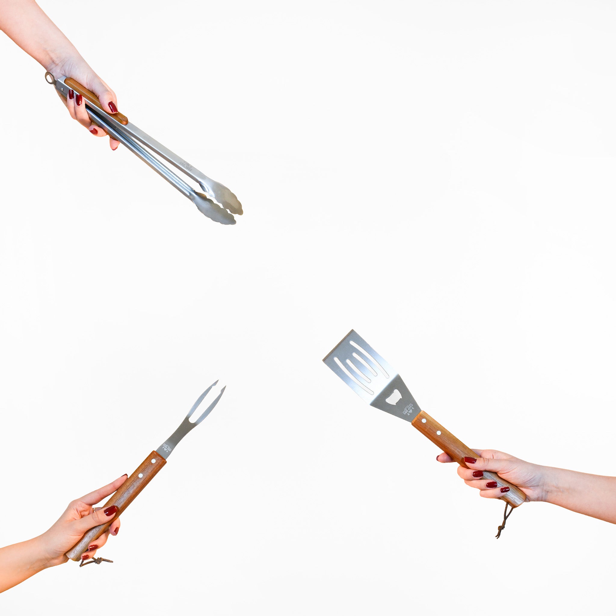 Set utensili ChefTools inox e legno di acacia ChefBBQ