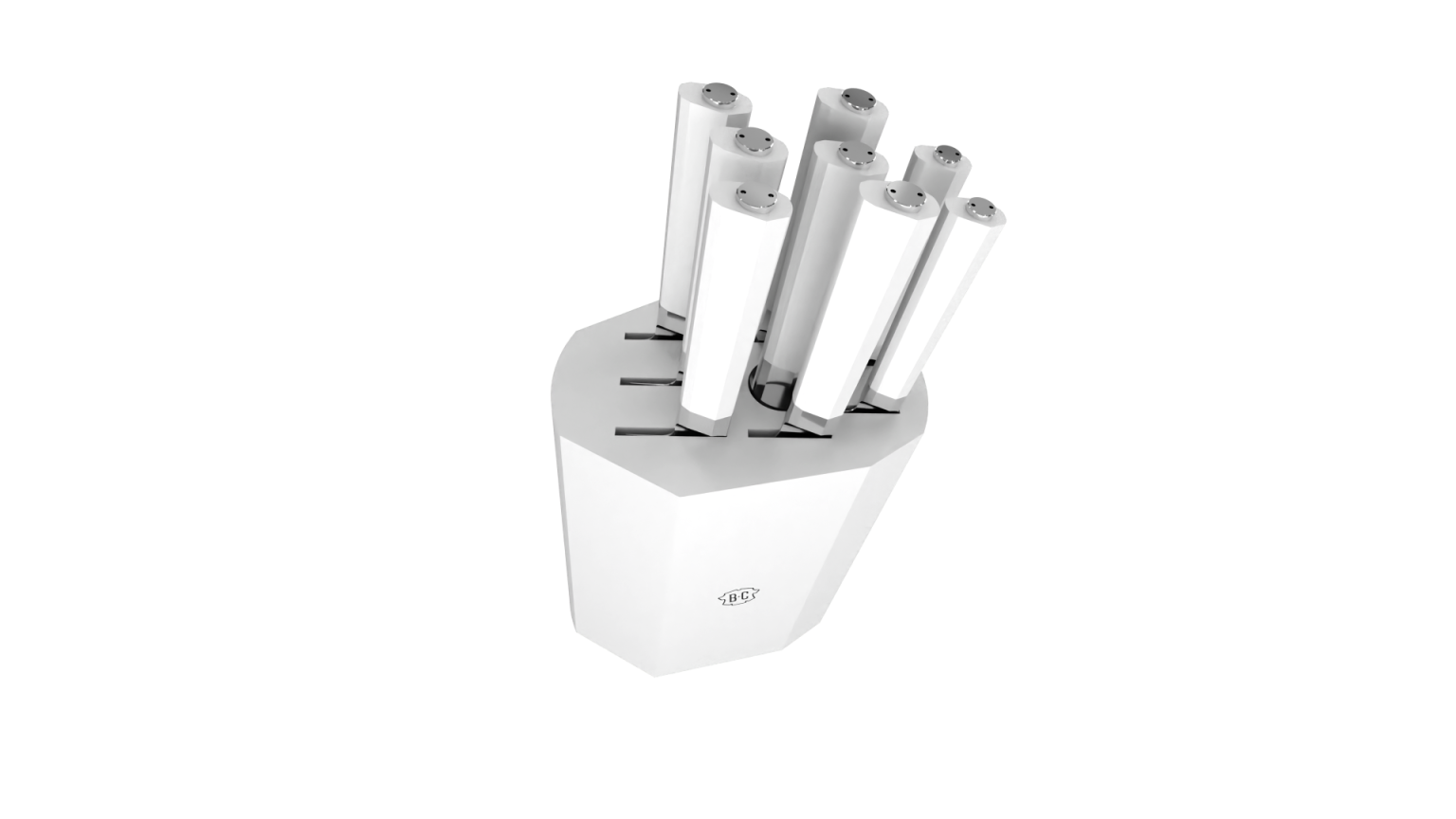 Ceppo in legno 8 coltelli classici verniciato avorio