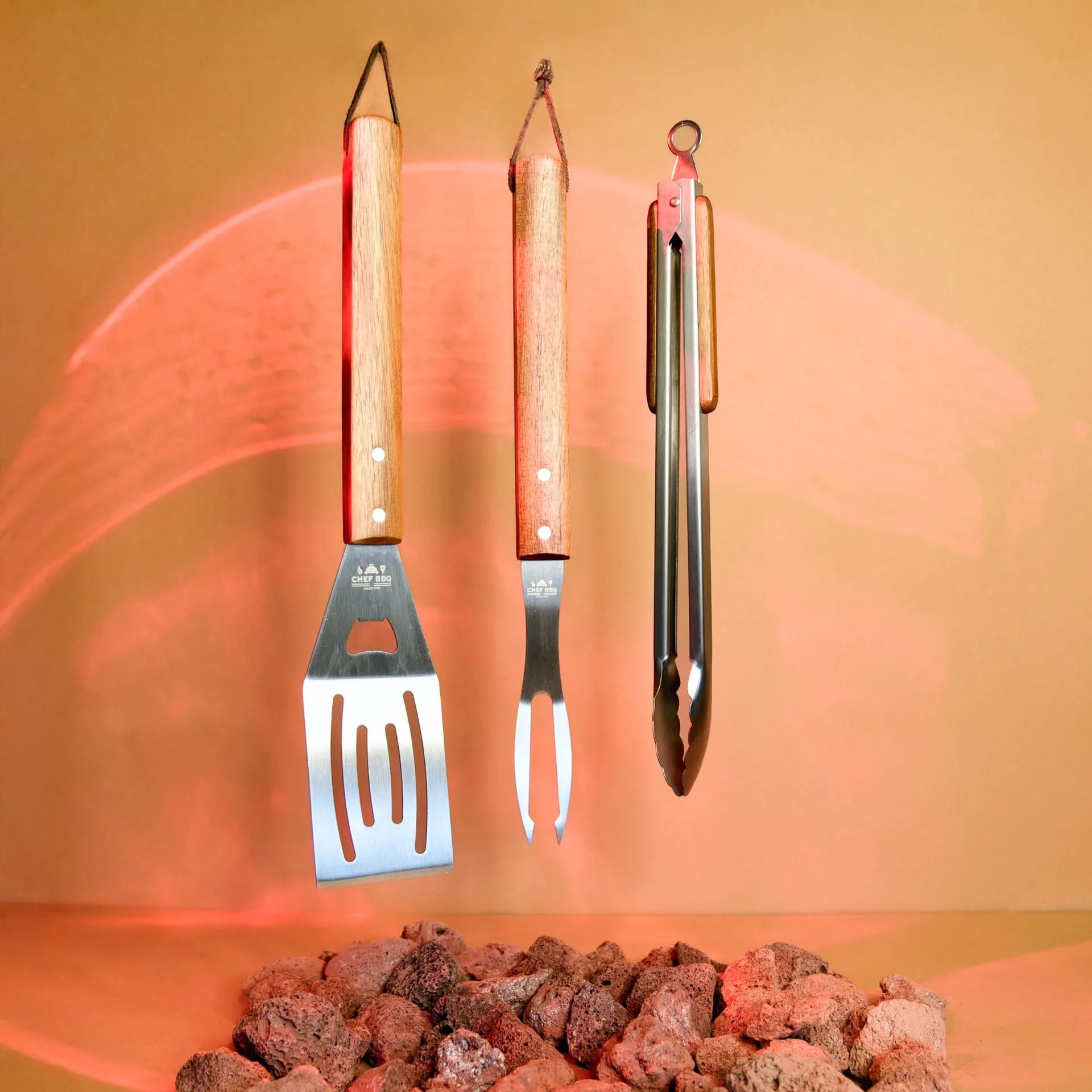 ChefTools Edelstahl- und Akazienholz-Utensilienset ChefBBQ