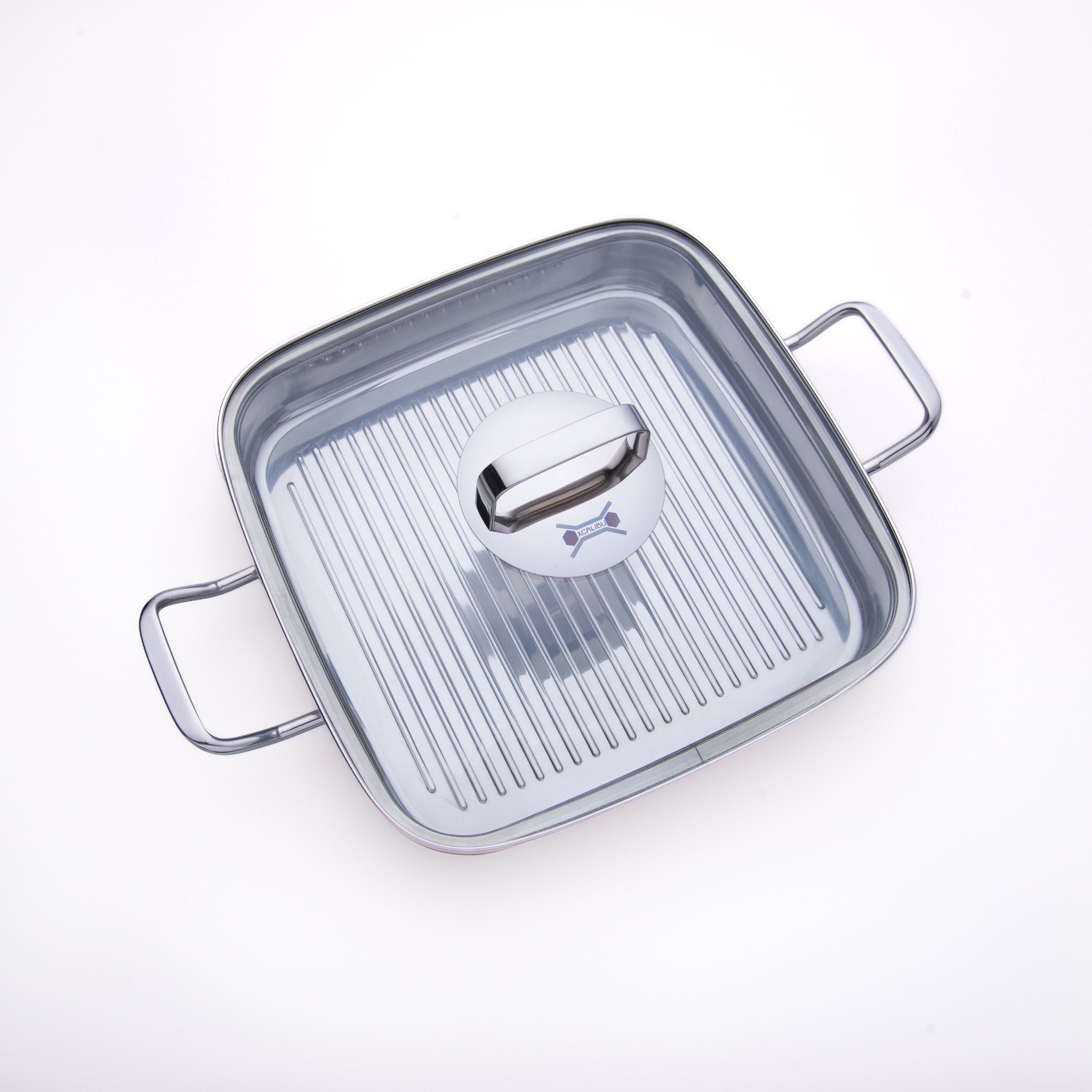 Grillpfanne aus SilverPlus-Stahl mit Deckel