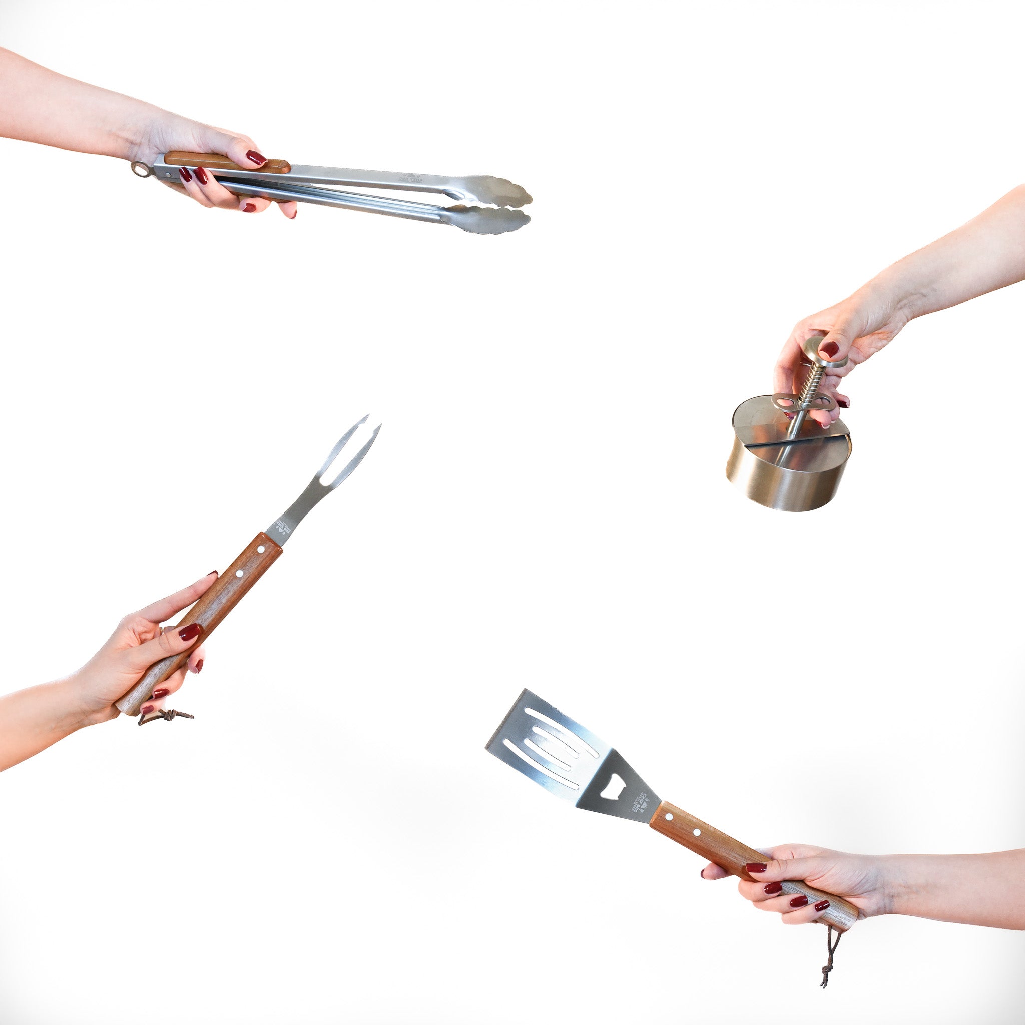 Set BBQ Burger Utensili e Pressa Inox ChefBBQ