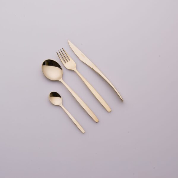 Finiture champagne posate moderne in acciaio inox 18/10