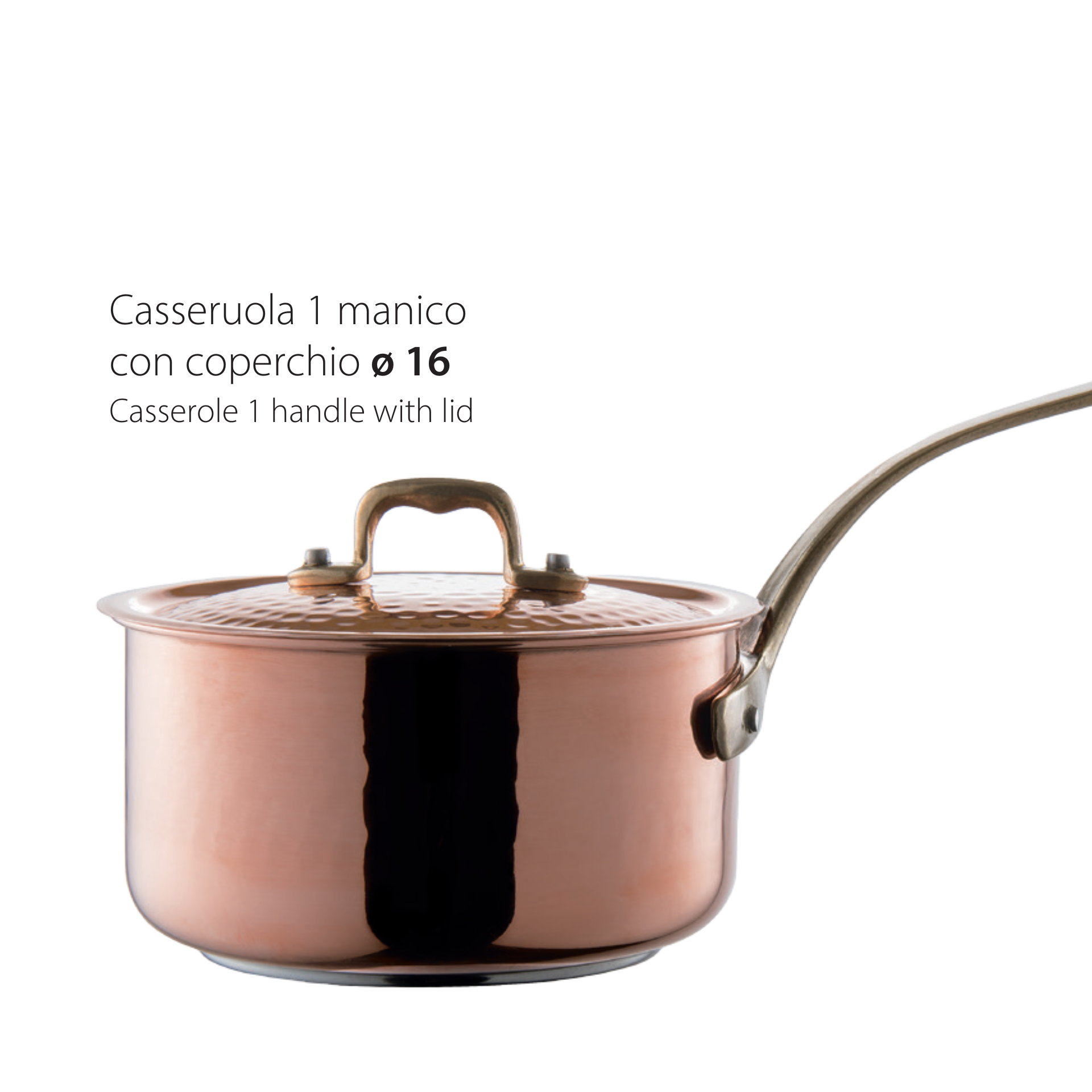 Casseruola in rame ø16 cm con manico in ottone DiamondTin™-2