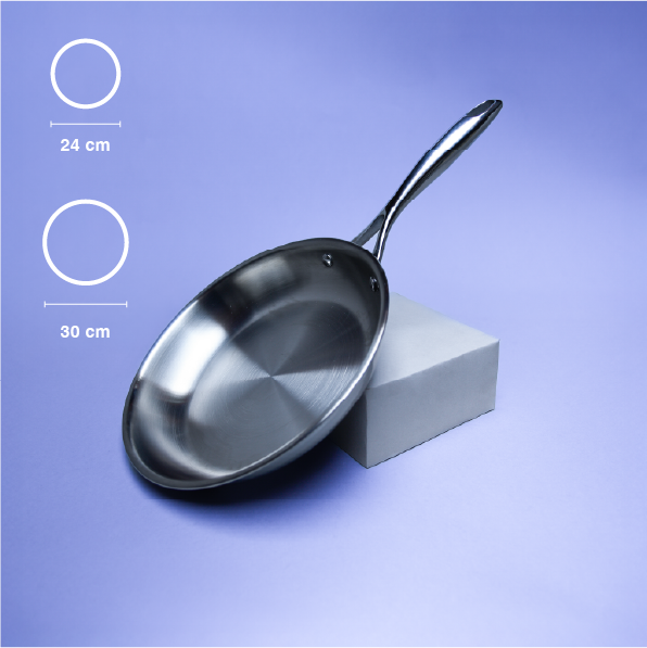 SilverPlus™ 5-layer stainless steel frying pan with lid | FB Kitchenware