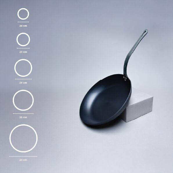 Seasoned Steel iron skillet with black satin handle