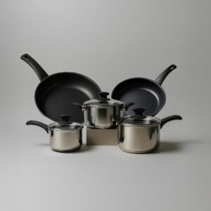 set 8 pezzi in acciaio inox rivestimento antiaderente excalibur